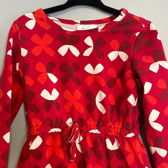 Hanna Andersson Red Floral Long Sleeve Casual Dress 90cm US 3 - Picture 2 of 4